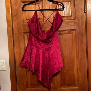 House of CB 'Lola' Red Draped Satin Slip Dress